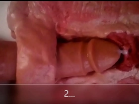 Close up & internal view of anal dildo fucking