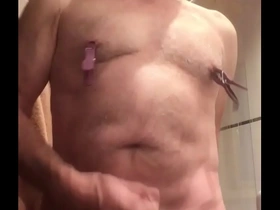 Wanking while working my nipples