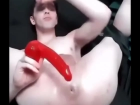 Kj apa lookalike uses dildo
