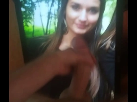 Tribute for classy brunette with long hair on a big monitor