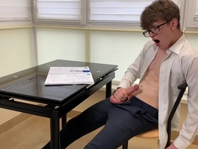 Boy wanking & he is too horny for study / big dick(23cm)/uncut