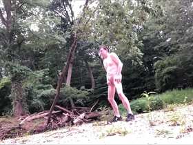Shoot of a load of cum along a public park steam while naked 07-19