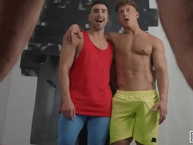 Olivier robert bends over at the yoga session & offers his ass for felix fox & tayler tash to fuck - men