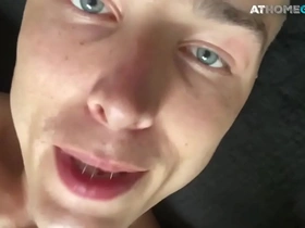 Ripped jock jerks his dong before using toy in solo action