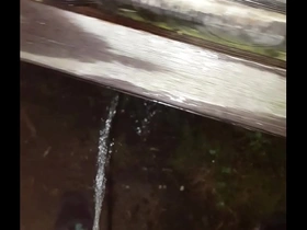 Super desperate camping piss on the side of my cabin.