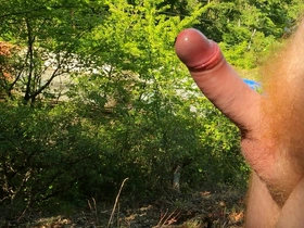 Masturbating nude in public by busy railway