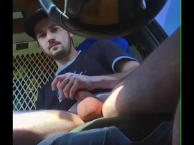 Jacking off and cumming in my work van at a busy public parking lot - anguish gush