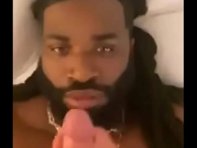 Black guy facialized by big white cock